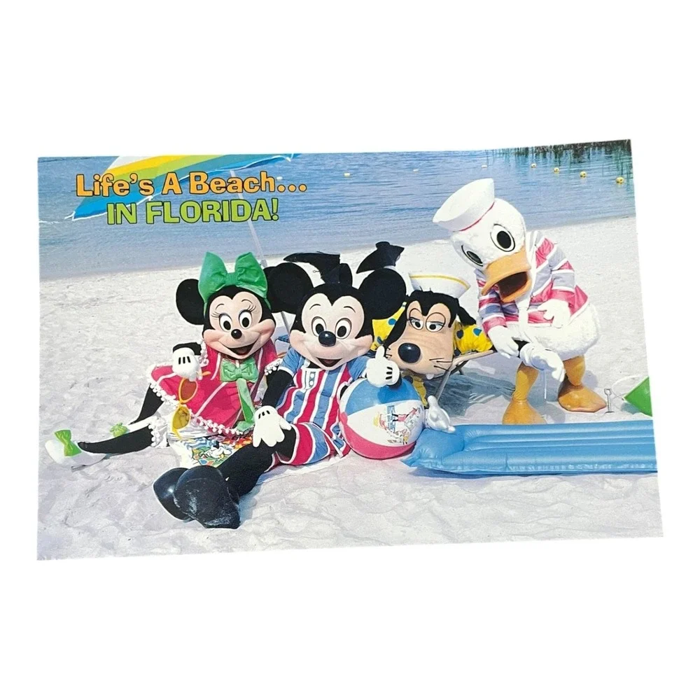 Disney Postcard Mickey's Florida Collection Life's A Beach Mickey Minnie Goofy